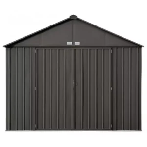 Modern Shed Hub Arrow 10x8 Ezee Storage Shed Kit - Extra High Gable, 72 in Walls, Vents, Charcoal - (EZ10872HVCC)