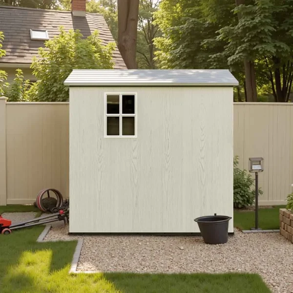 patiowell-fit-it-4x6-plastic-storage-shed-white-scene-2 Patiowell 4x6 Plastic Storage Shed for Bike, Light Gray
