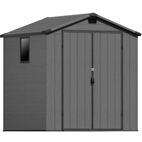 Patiowell 6x6 ft Plastic Shed with Vents and Window, Dark Gray