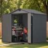 Patiowell 6x6 ft Plastic Shed with Vents and Window, Dark Gray